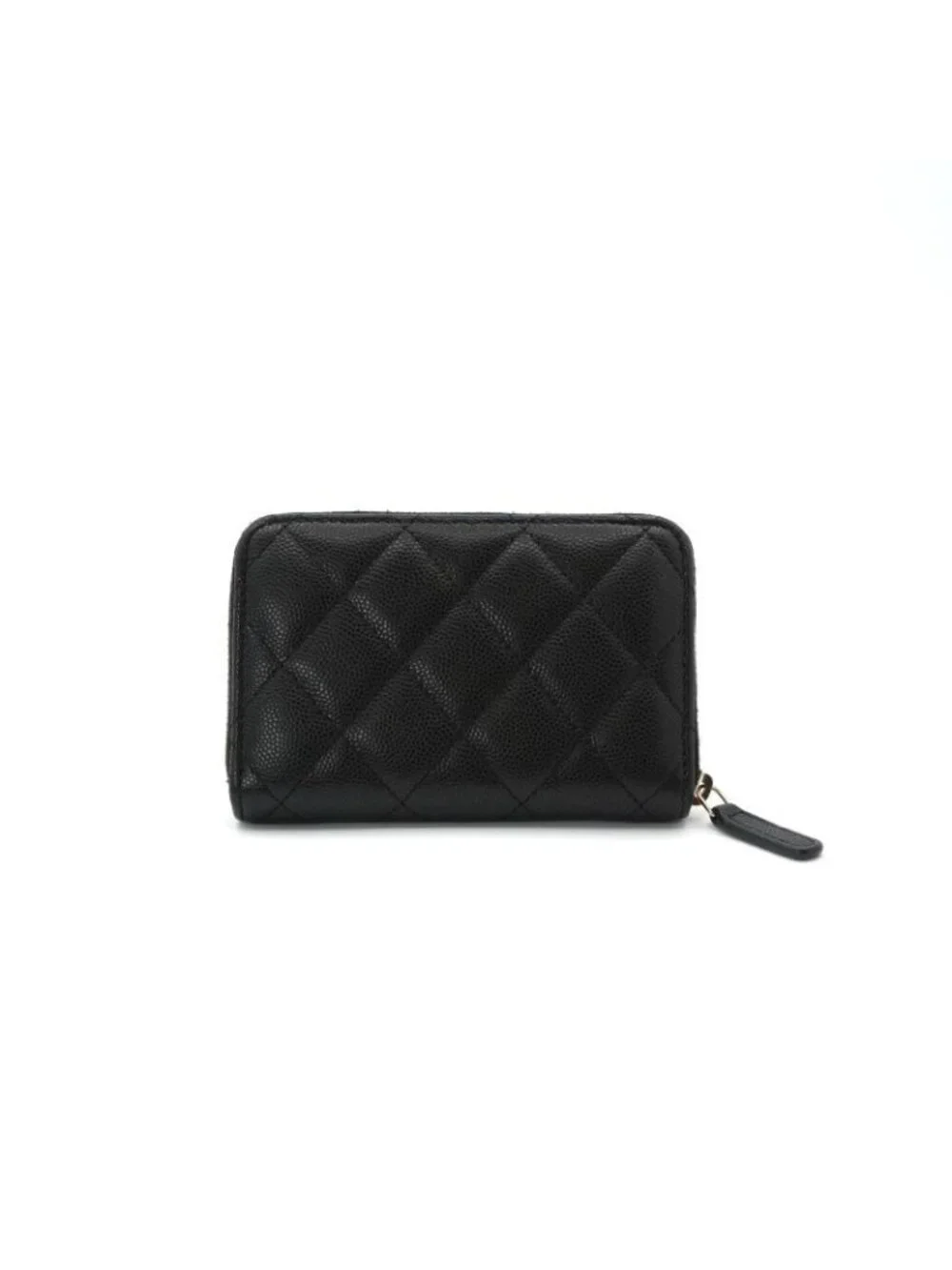 Chanel Wallet Coin Purse Black Gold Fragment Case CC Logo Quilted